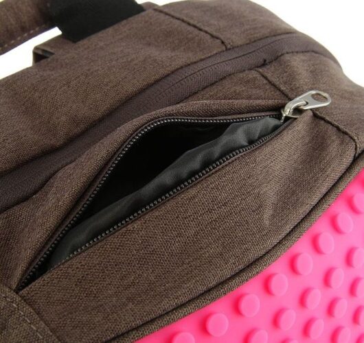 Большой пиксельный рюкзак с ортопедической спинкой Upixel Canvas classic pixel Backpack розовый