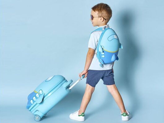 Детский чемодан Anilove голубой самолет