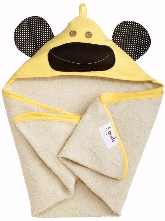 Детское полотенце с капюшоном 3 Sprouts Жёлтая обезьянка Yellow Monkey