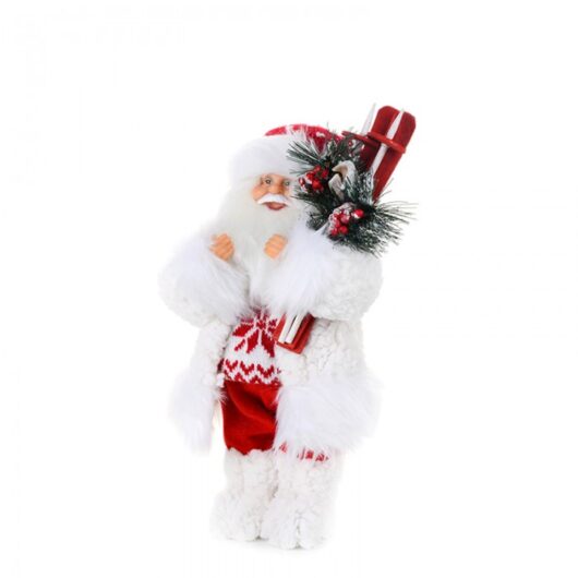 Дед Мороз в свитере со снежинкой и лыжами Maxitoys 32 см