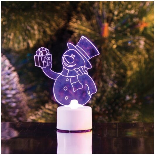 Фигура светодиодная Neon-Night Снеговик с подарком 2D 10 см